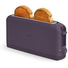 bella 2 Slice Slim Toaster, Fits-anywhere™ Kitchenware, 6 Setting Shade Control with Reheat & Cancel Buttons, Fits sourdough,