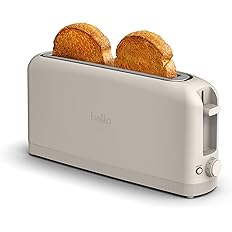 bella 2 Slice Slim Toaster, Fits-anywhere™ Kitchenware, 6 Setting Shade Control with Reheat & Cancel Buttons, Fits sourdough,