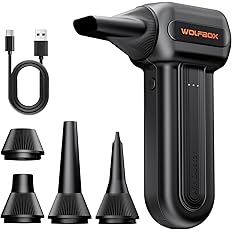 WOLFBOX MF60 Compressed Air Duster-110000RPM Super Power Electric Air Duster, 3-Speed Adjustable Rechargeable Cordless Air Bl