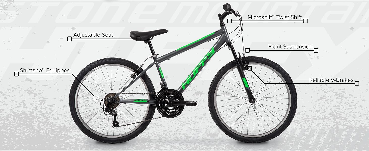 Huffy Stone Mountain hardtail mountain bike with front suspension