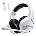 BINNUNE 2.4GHz Wireless Gaming Headset, Bluetooth 5.3 Gaming Headphones with Noise Canceling Mic, 120H Ultra-Long Battery, 50mm Drivers, Multi-Platform for PC / PS5 /PS4/ Switch/Mobile, White