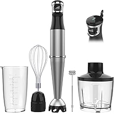Turelar Immersion Blender Handheld Corded Hand Blenders Set 1100W, Trigger Variable Speed 5 in 1 Stick Emulsifier with Choppe