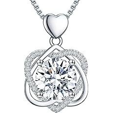 InfinityLove Heart Necklaces for Women, 5-3 Carats Moissanite, Sterling Silver Pendant Jewelry, Anniversary Birthday Gifts fo