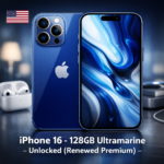 Apple IPhone 16, US Version, 128GB, Ultramarine - Unlocked (Renewed Premium)